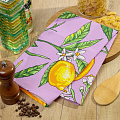 Полотенце кухонное 35х60 см, 100% хлопок, Лимон, сиреневое, Россия