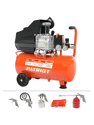 Компрессор масляный, Patriot, Euro 24-240К, 1.5 кВт, поршневой, 24 л, 240 л/мин, 8 бар, прямой, 2850 об/мин, 525306366