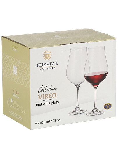 Бокал для вина, 650 мл, стекло, 6 шт, Bohemia, Vireo, 91L/1SJ38/0/00000/650-664