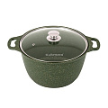 Кастрюля алюминий, антипригарное покрытие, 6 л, крышка стекло, Kukmara, Trendy style, к61tsml, малахит