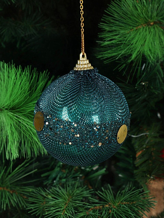 Елочный шар бирюзовый, 8 см, SYPMQB-102101