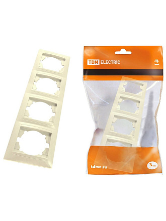 Рамка четырехпостовая, горизонтальная, слоновая кость, TDM Electric, Лама, SQ1815-0132