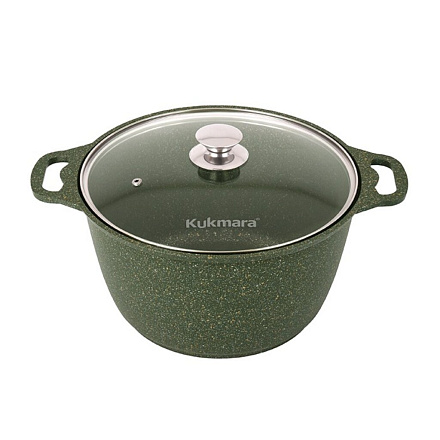 Кастрюля алюминий, антипригарное покрытие, 6 л, крышка стекло, Kukmara, Trendy style, к61tsml, малахит