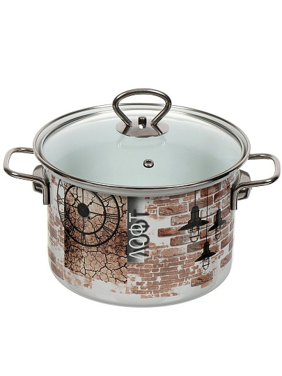 Набор посуды эмалированная сталь, 6 предметов, кастрюли 2.4,3.4,5 л, индукция, Керченский металлургический завод, Лофт-5-1-Элит, белый