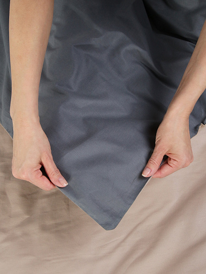 Пододеяльник евро, 200 х 220 см, 100% хлопок, поплин, темно-серый/бежевый, Silvano