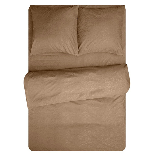 Постельное белье 2-спальное, простыня 180х210 см, 2 наволочки 70х70 см, пододеяльник 175х215 см, Amore Mio, мако-сатин, Perfect кэмел