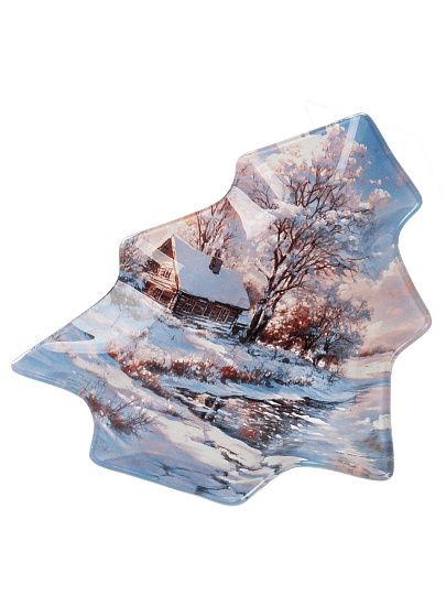 Блюдо стекло, 17.5х20 см, Русская Зима, Daniks