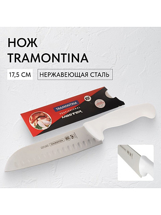 Нож Tramontina, Professional Master, сантоку, нержавеющая сталь, 17.5 см, рукоятка пластик, 24646/087-TR