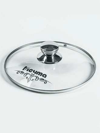 Крышка для посуды стекло, 18 см, Мечта, металлический обод, кнопка нержавеющая сталь, КР18