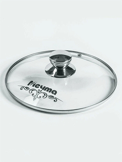 Крышка для посуды стекло, 18 см, Мечта, металлический обод, кнопка нержавеющая сталь, КР18
