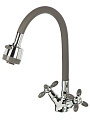 Смеситель для кухни, Антей, Радуга, гибкий излив, с кран-буксой, серый, 5770719-ANT - фото 3
