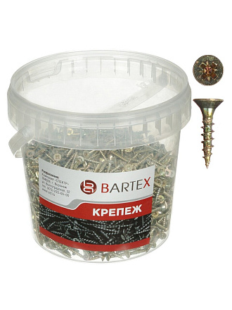 Саморез универсальный, диаметр 3х16 мм, 2000 шт, оцинкованный, в ассортименте, банка, Bartex