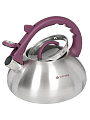 Чайник нержавеющая сталь, 3 л, со свистком, матовый, логотип меняет цвет, ручка с силиконовым покрытием, Daniks, DSC-8802 - фото 3