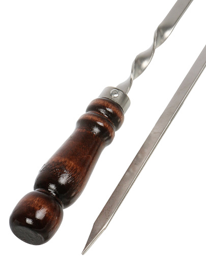 Шампур лезвие плоское, 6 шт, 630х450х10х3 мм, нержавеющая сталь, рукоятка лакированое дерево, Колчан, в чехле, 2К-551