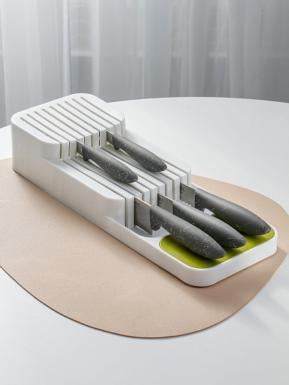 Подставка для ножей, пластик, прямоугольная, 39.5х13.7х7.3 см, зеленая, Y4-7231