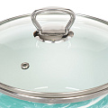 Кастрюля эмалированная сталь, 4 л, крышка стекло, Сантэкс, Шейк бирюзо-белый, 1-2440111, индукция - фото 2