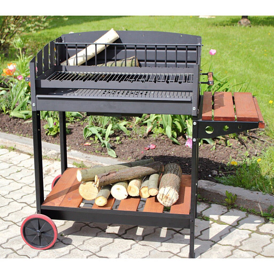 Гриль 1120х690х950 мм, 2 мм, решетка-гриль, полка, генератор угля, с колесами, угольный, Grillux, Orion 80, ВЗР2212