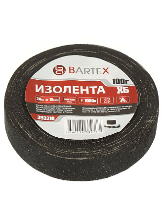 Изолента х/б, 100 г, черная, Bartex