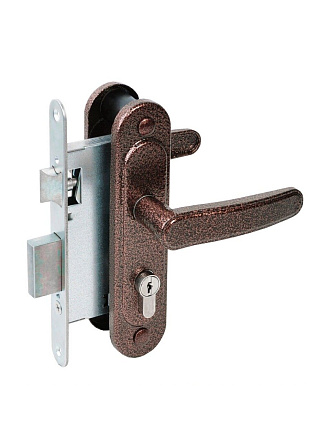 Замок врезной Абсолют, ЗВ4-3/03, БП-00013518, ручка в комплекте, цилиндровый, медь-антик