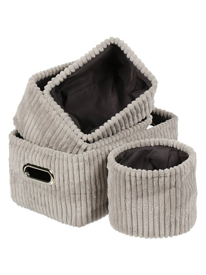 Набор корзин 4 шт, для хранения, прямоугольный, фланель, серый, 34х23х17, 21х21х15, 20х15х11, 17х15.5 см, A190013