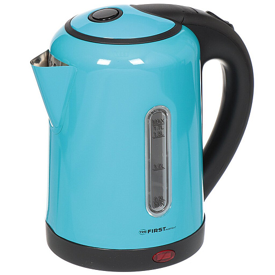 Чайник электрический First, FA-5409-3-BU, голубой, 1.7 л, 2200 Вт, скрытый нагревательный элемент, LED подсветка, сталь