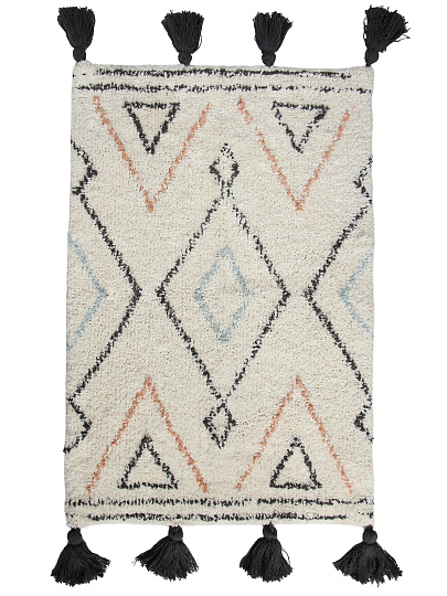 Коврик для ванной, 0.5х0.8 м, 100% хлопок, серые ромбы с кисточками, Silvano, Лиона