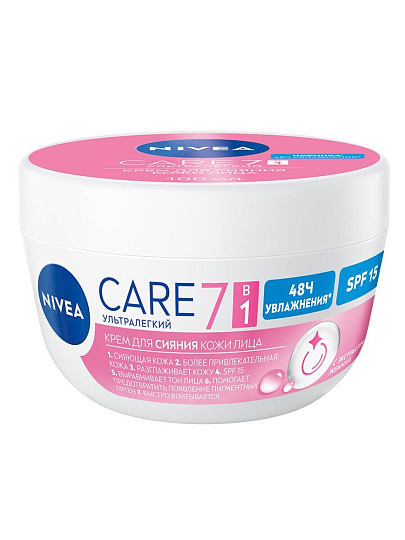 Крем для лица, Nivea, Care, Ультралегкий, 100 мл, для сияния кожи