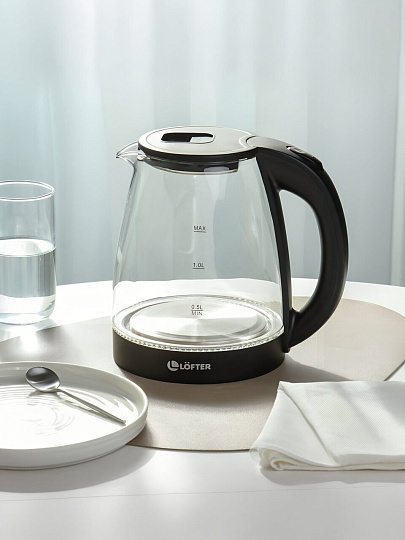 Чайник электрический Lofter, CX-K313-18M, 1.8 л, матовый, 1500 Вт, скрытый нагревательный элемент, стекло, пластик