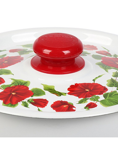 Кастрюля эмалированная сталь, 5.5 л, крышка сталь, пластиковая кнопка, цилиндрическая, Сибирские товары, С1617.39