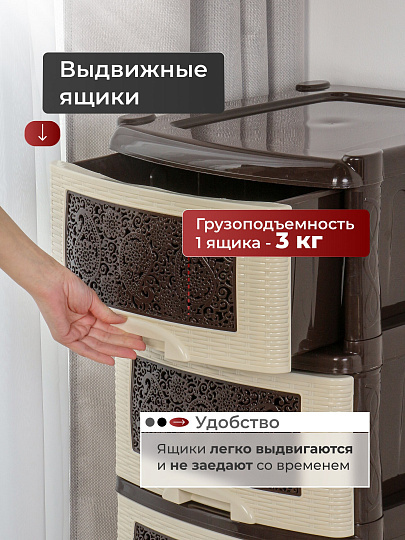 Комод 4 ящика, Ажур, 47х39х95 см, коричневый, 0354/035421, Violet