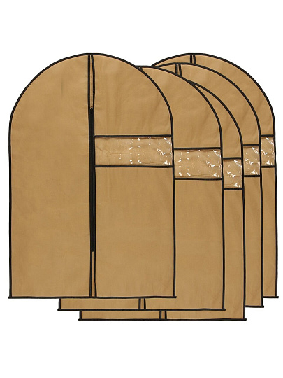 Набор чехлов для одежды 60х90 см, полиэстер, без кармана, 5 шт, коричневый, A290015