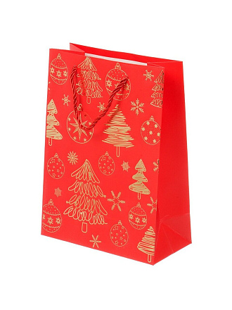 Пакет подарочный бумага, 18х8.5х24 см, в ассортименте, Елочки, Y4-9530