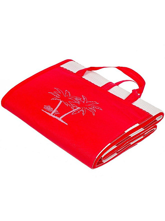 Коврик-сумка пляжный 180х90х1.5 см, полиэфир, с ручками, застежка липучка, LG11, красный