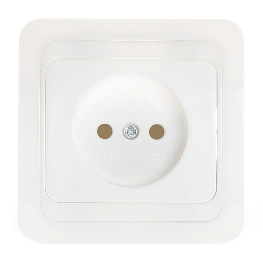 Розетка скрытой установки одноместная Powerman Classic 2022 белая с защитной шторкой