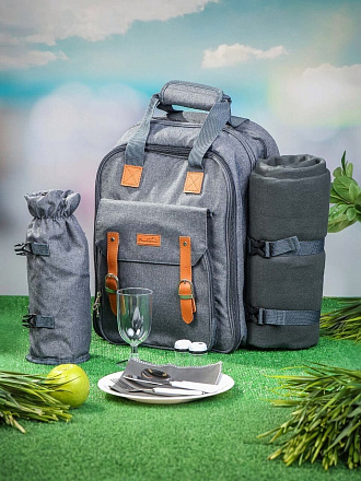 Термосумка-рюкзак для пикника 31х21.5х40.5 см, Picnic Sourse, прямоугольная, на 4 персоны, с аксессуарами, CA142029.STD