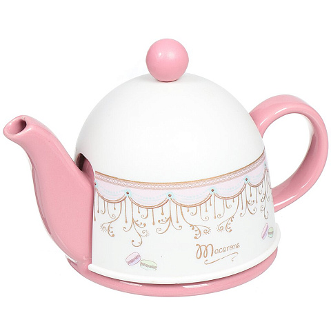 Чайник заварочный керамический, 450 мл, Elrington Макаронс SFYT027S-34, розовый