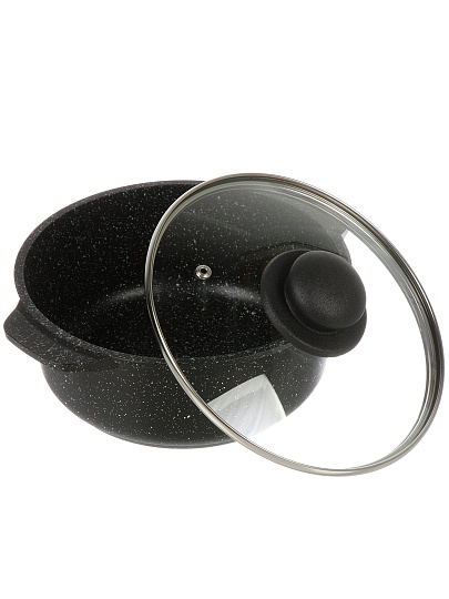 Кастрюля алюминий, антипригарное покрытие, 2 л, крышка стекло, круглая, Гурман, Fit