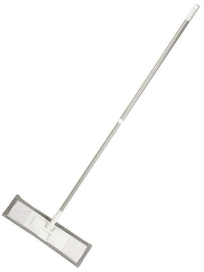 Швабра плоская, микрофибра, 120х43х13 см, серая, телескопическая ручка, светло-серая, Марья Искусниц