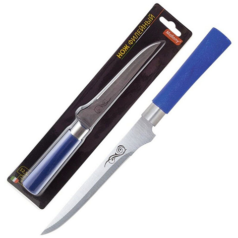 Нож кухонный Mallony, Mix, филейный, в ассортименте, нержавеющая сталь, 12.5 см, рукоятка пластик, 985378
