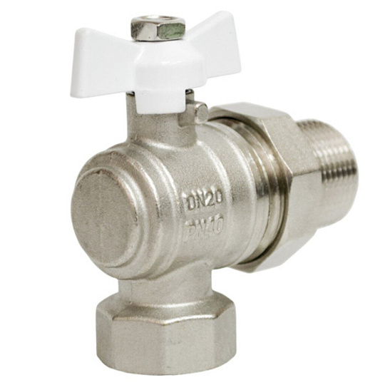 Кран для воды, 3/4&quot;, латунь, угловой, ручка-бабочка, с американкой, STI