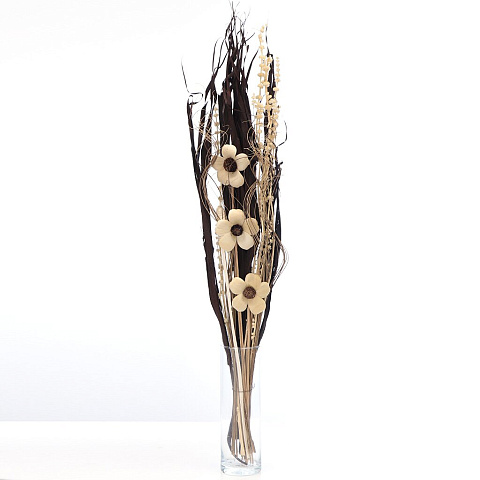 Цветок искусственный декоративный Тинги Композиция, 80 см, бело-шоколадный