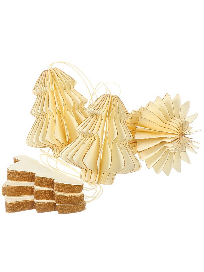 Елочное украшение Елка, 6 шт, бежевый с блеском, бумага, Y4-9804