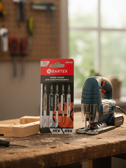 Набор пилок для электролобзика, Bartex, по дереву, металлу, 5 шт, T101B, T111C, T119BO, T144D, T118A, JSB010