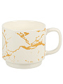 Кружка керамика, 4 шт, 300 мл, Мрамор с золотом, Y4-5347, белая, металлическая подставка - фото 11