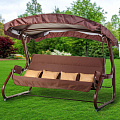 Качели садовые 4-местные, 252х150х185 см, 400 кг, Флорис, раскладываются в кровать, с москитной сеткой, шоколад, подушка, металл - фото 25
