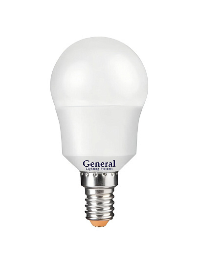 Лампа светодиодная E14, 12 Вт, 230 В, шар, 6500 К, холодный белый свет, General Lighting Systems, GLDEN-G45F, G45F, 661103