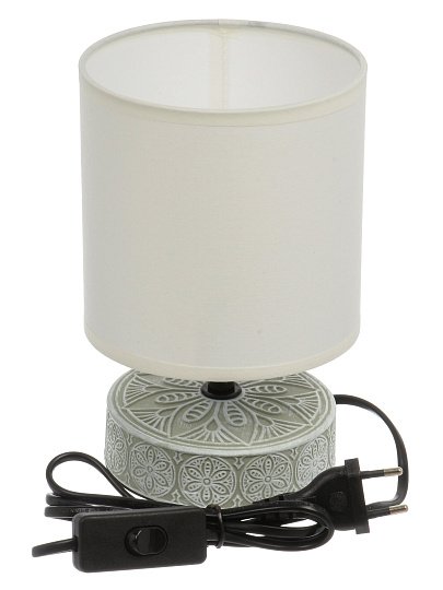 Светильник настольный E14, 40 Вт, бежевый, абажур белый, Rivoli, Eleanor, 7070-501, керамика