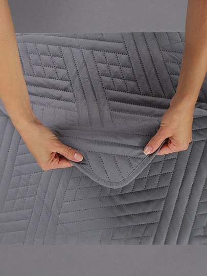 Покрывало евро, 220х240 см, 100% полиэстер, стеганое, Silvano, Сетка, темно-серое