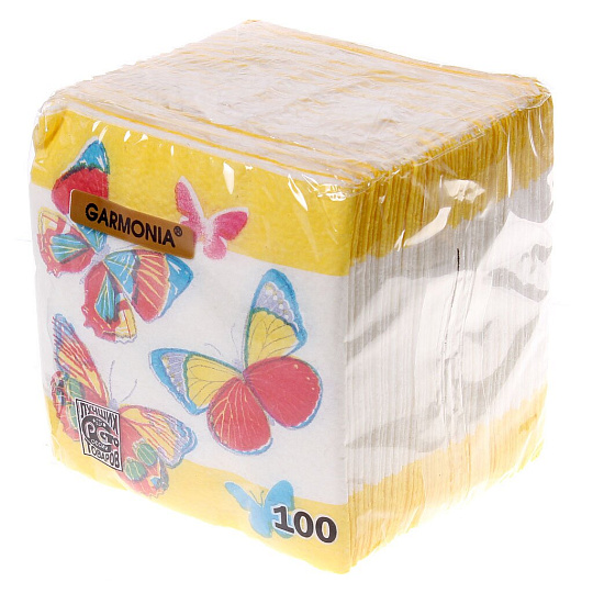 Салфетки бумажные Гармония Цвета, Бабочки, 100 шт