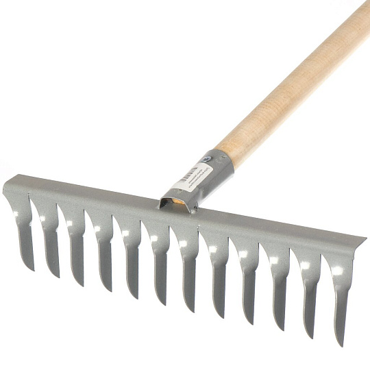 Грабли витые, 12 зуб, сталь, садовые, черенок деревянный